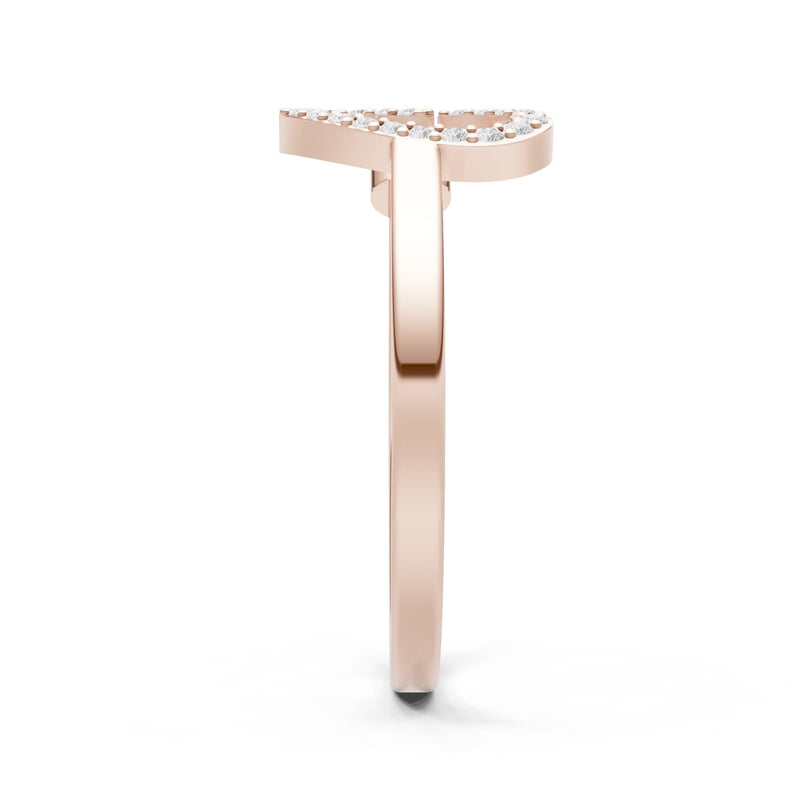 Dainty Initial Letter Birthstone Open Ring – C