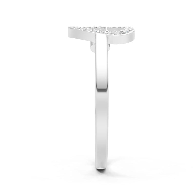 Dainty Initial Letter Birthstone Open Ring – C