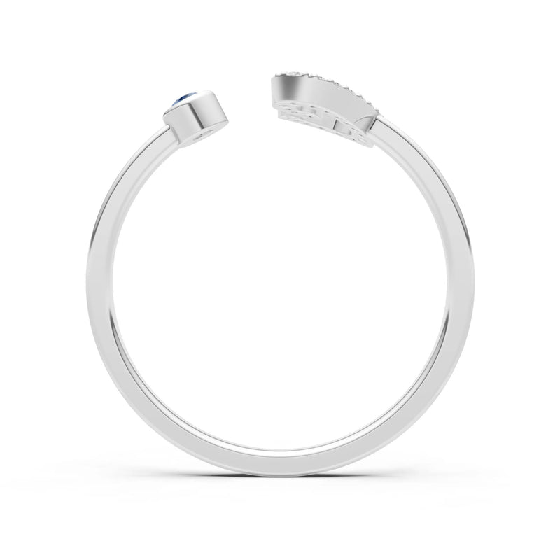 Dainty Initial Letter Birthstone Open Ring – C