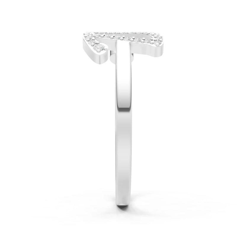Dainty Initial Letter Birthstone Open Ring – D