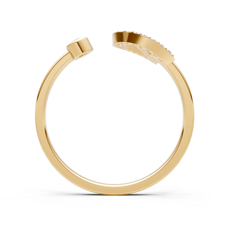 Dainty Initial Letter Birthstone Open Ring – D
