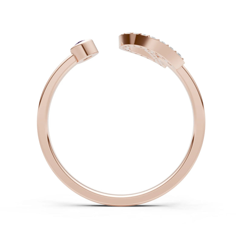 Dainty Initial Letter Birthstone Open Ring – D