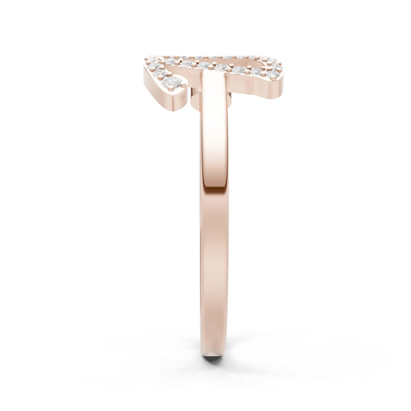 Dainty Initial Letter Birthstone Open Ring – D
