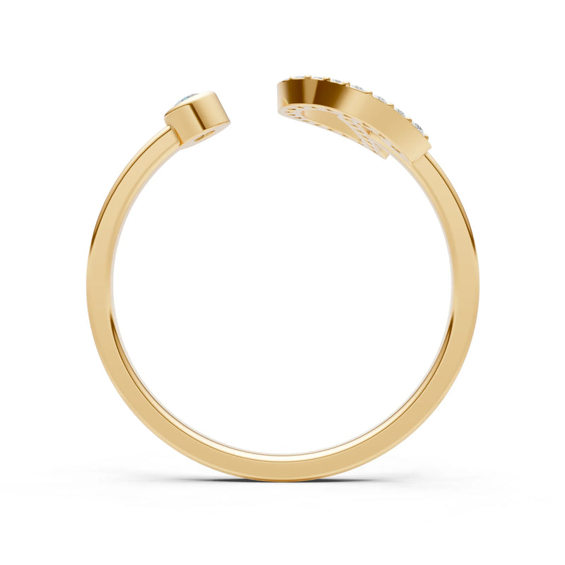 Dainty Initial Letter Birthstone Open Ring – D