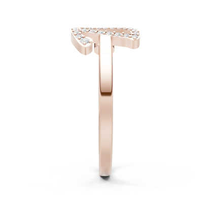 Dainty Initial Letter Birthstone Open Ring – D