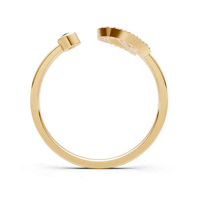 Dainty Initial Letter Birthstone Open Ring – D