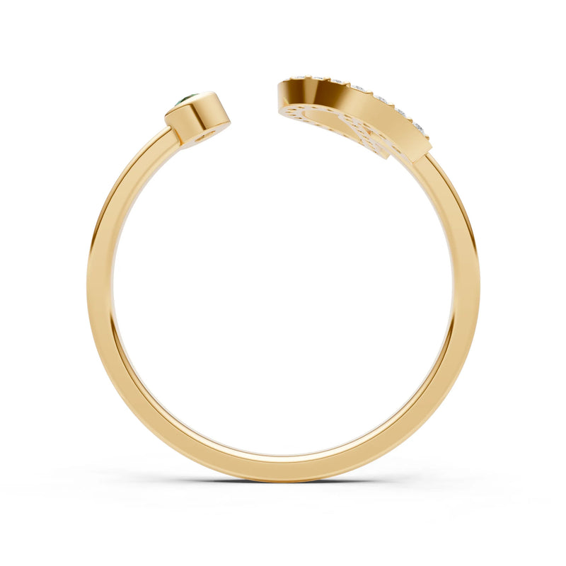 Dainty Initial Letter Birthstone Open Ring – D
