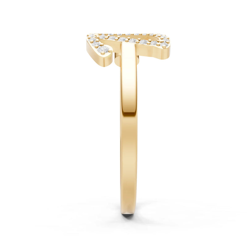 Dainty Initial Letter Birthstone Open Ring – D