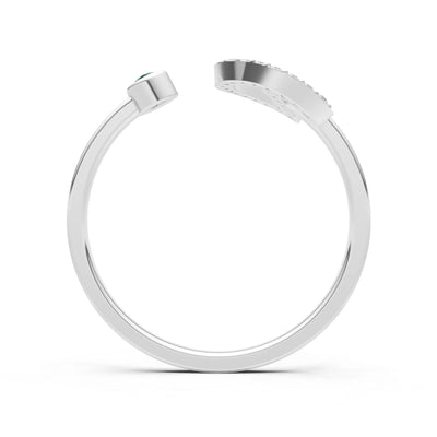Dainty Initial Letter Birthstone Open Ring – D