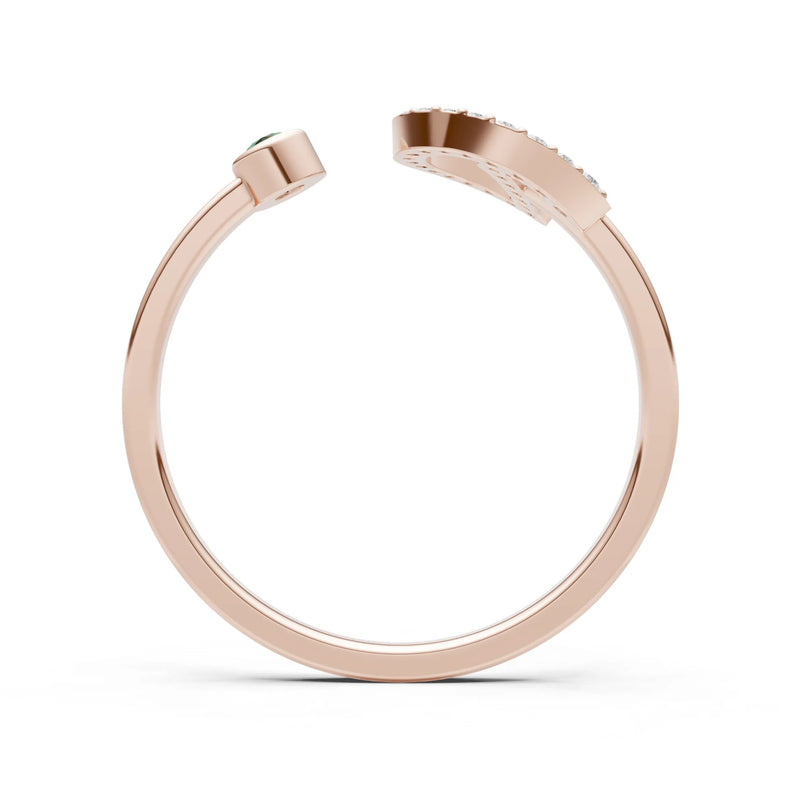Dainty Initial Letter Birthstone Open Ring – D