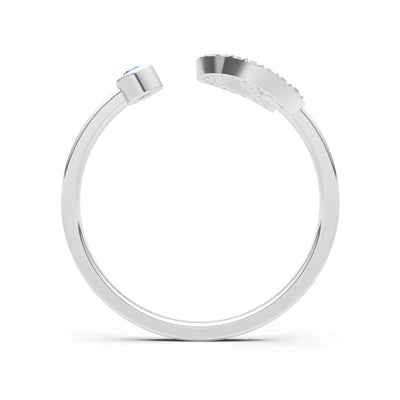 Dainty Initial Letter Birthstone Open Ring – D