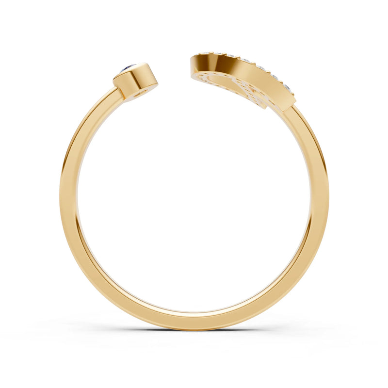 Dainty Initial Letter Birthstone Open Ring – D