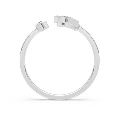 Dainty Initial Letter Birthstone Open Ring – E