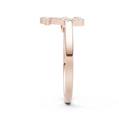 Dainty Initial Letter Birthstone Open Ring – E