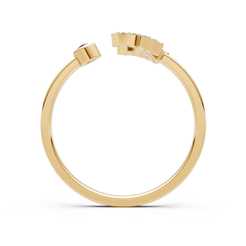 Dainty Initial Letter Birthstone Open Ring – E