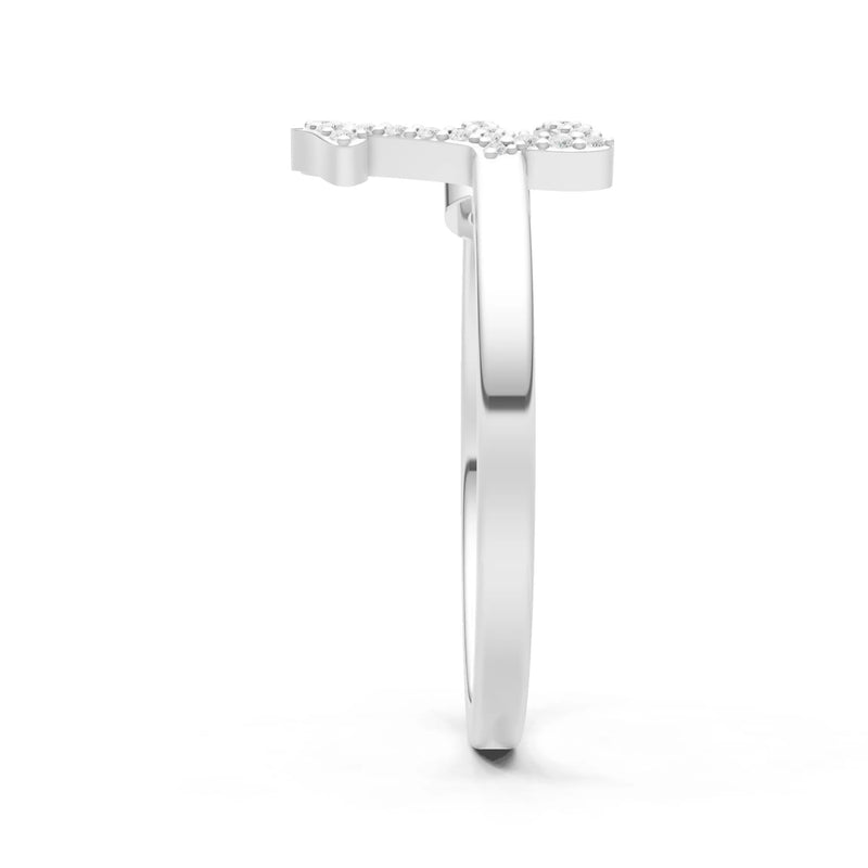 Dainty Initial Letter Birthstone Open Ring – E