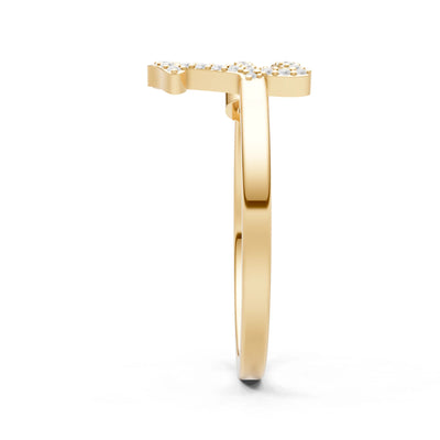 Dainty Initial Letter Birthstone Open Ring – E