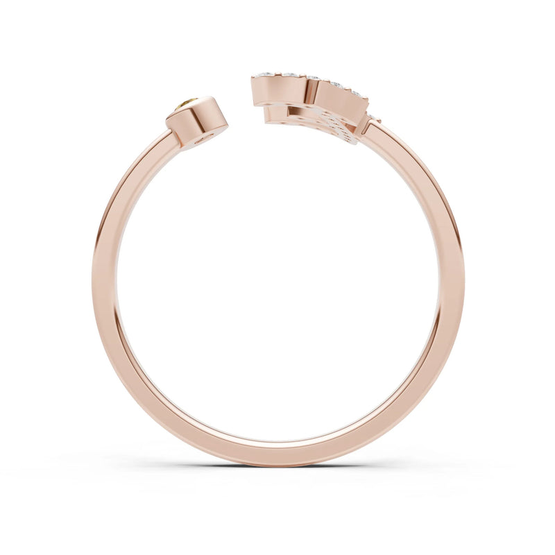 Dainty Initial Letter Birthstone Open Ring – E