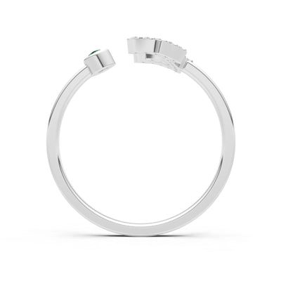 Dainty Initial Letter Birthstone Open Ring – E