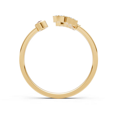 Dainty Initial Letter Birthstone Open Ring – E