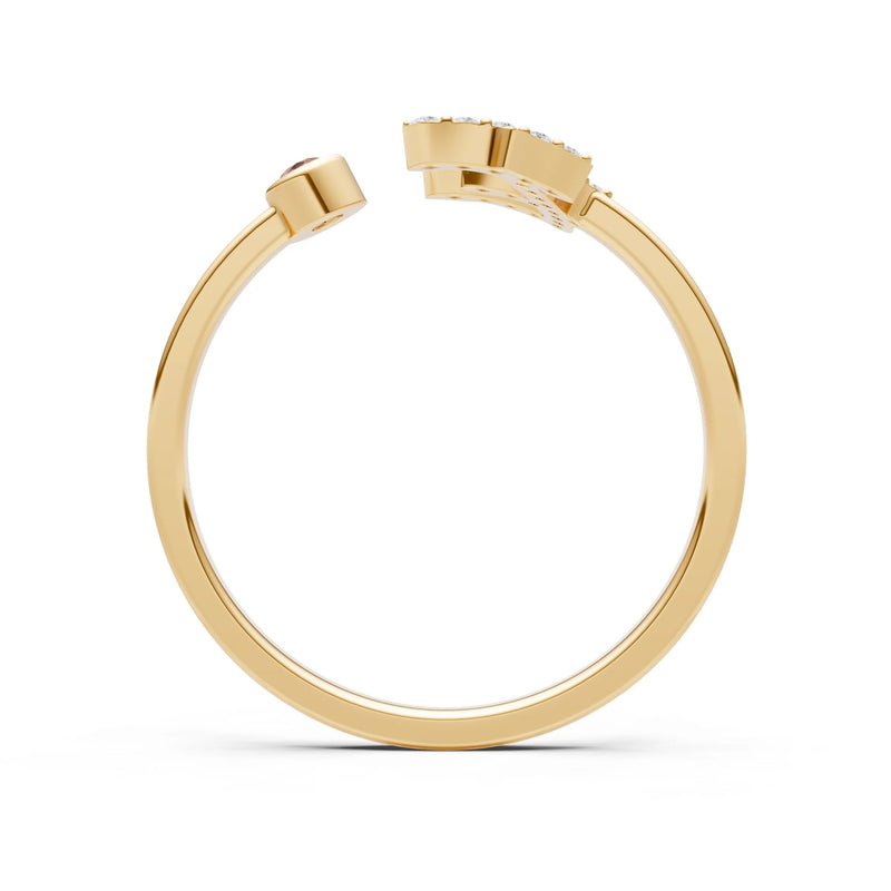 Dainty Initial Letter Birthstone Open Ring – E