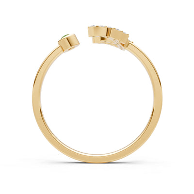 Dainty Initial Letter Birthstone Open Ring – E