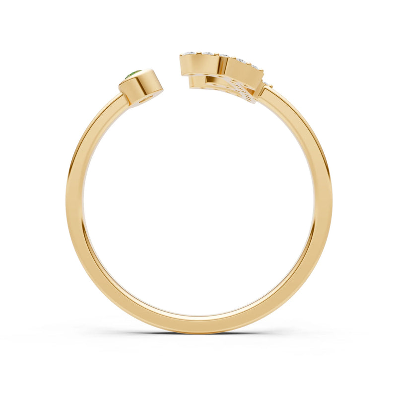 Dainty Initial Letter Birthstone Open Ring – E