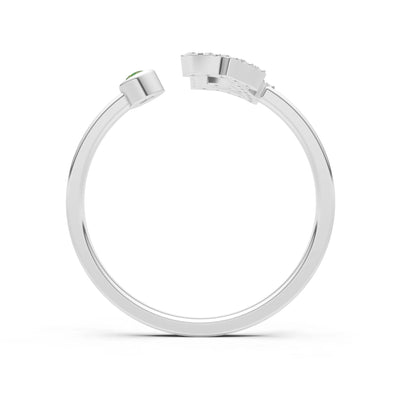 Dainty Initial Letter Birthstone Open Ring – E