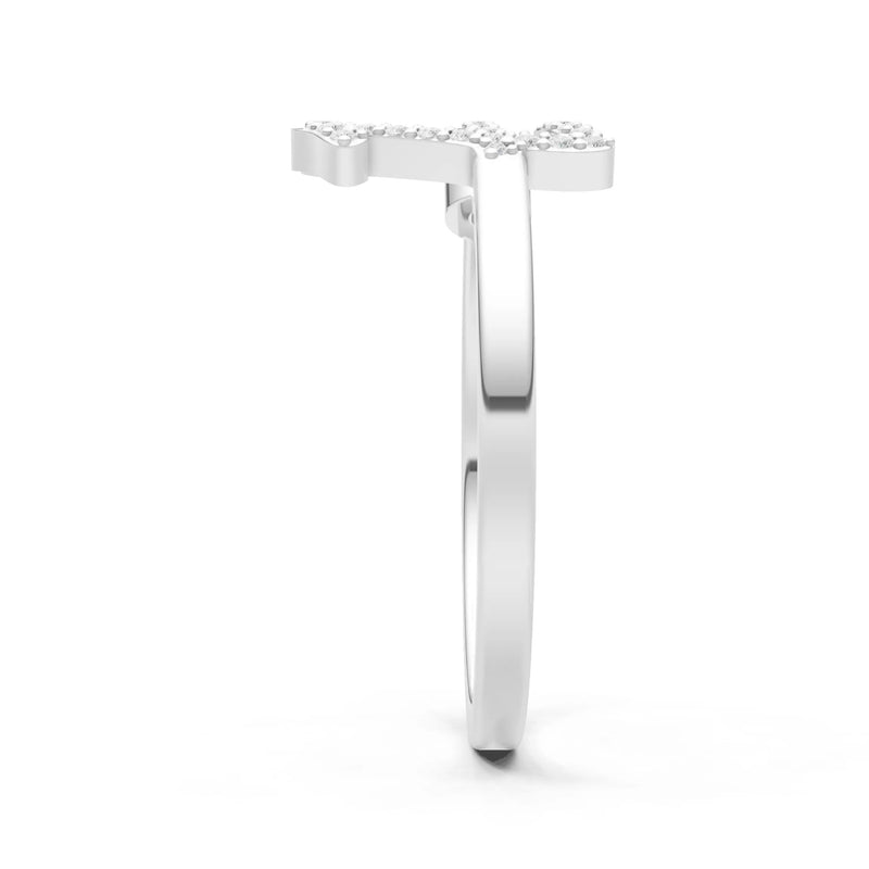 Dainty Initial Letter Birthstone Open Ring – E