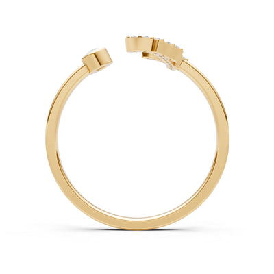 Dainty Initial Letter Birthstone Open Ring – F