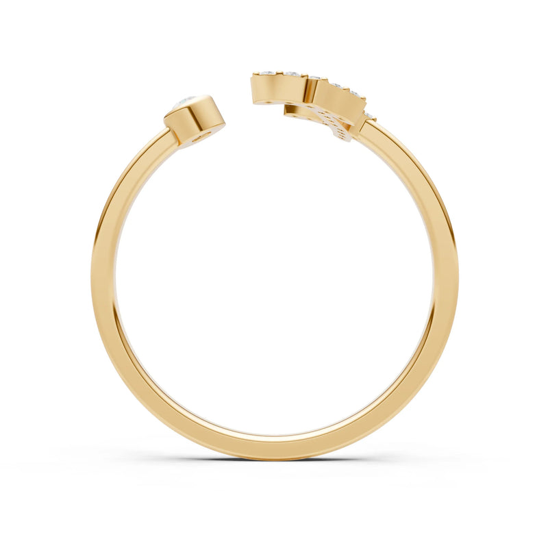 Dainty Initial Letter Birthstone Open Ring – F