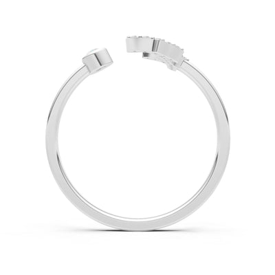 Dainty Initial Letter Birthstone Open Ring – F