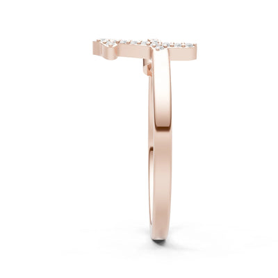 Dainty Initial Letter Birthstone Open Ring – F