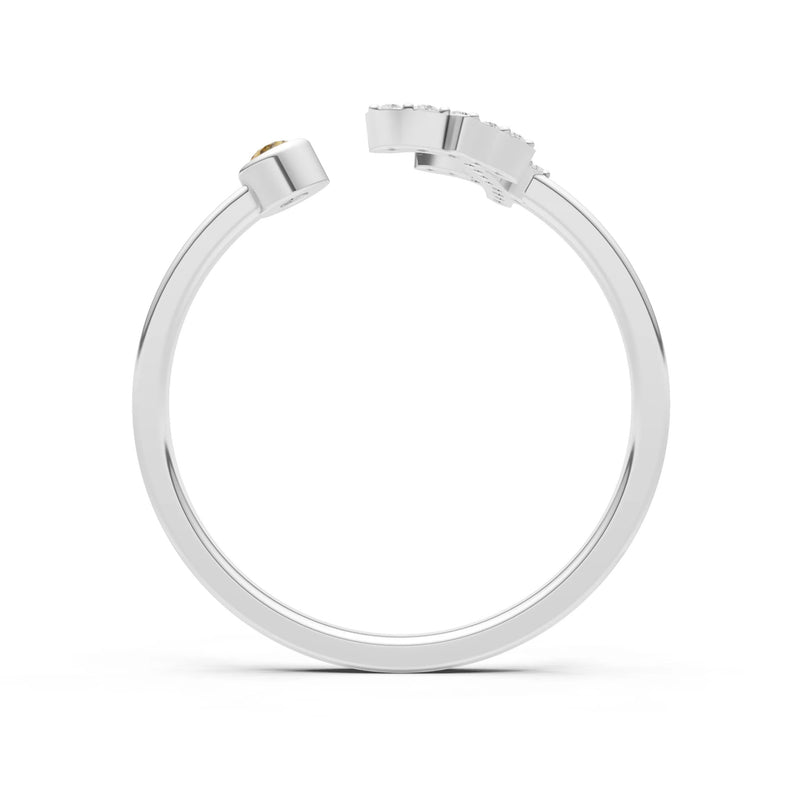 Dainty Initial Letter Birthstone Open Ring – F