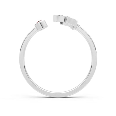 Dainty Initial Letter Birthstone Open Ring – F