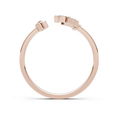 Dainty Initial Letter Birthstone Open Ring – F