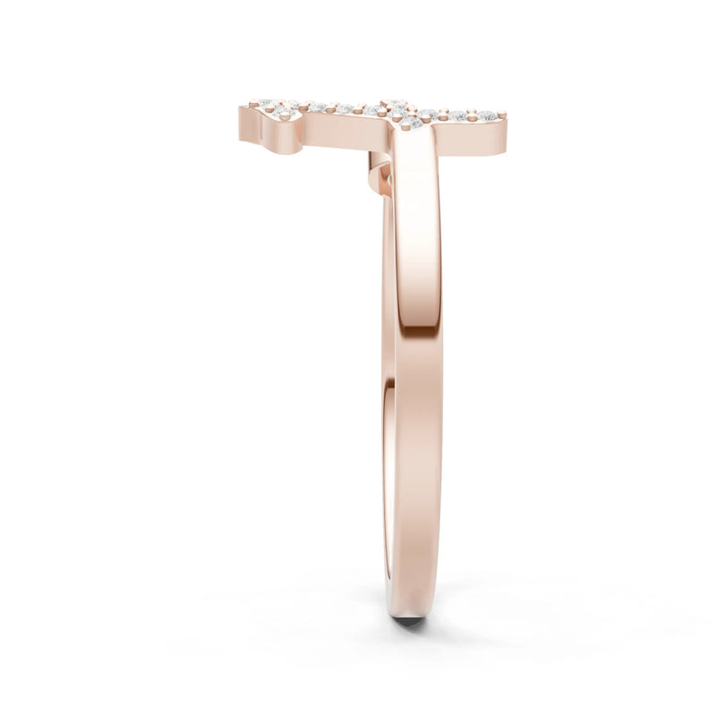 Dainty Initial Letter Birthstone Open Ring – F