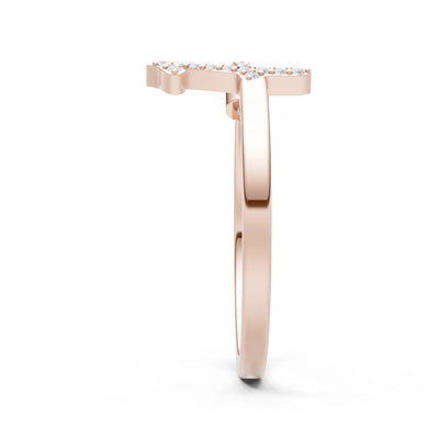 Dainty Initial Letter Birthstone Open Ring – F