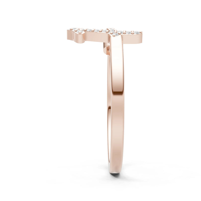 Dainty Initial Letter Birthstone Open Ring – F