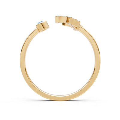 Dainty Initial Letter Birthstone Open Ring – F