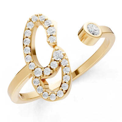 Dainty Initial Letter Birthstone Open Ring – G
