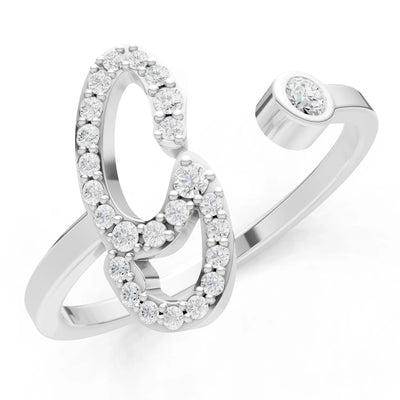 Dainty Initial Letter Birthstone Open Ring – G