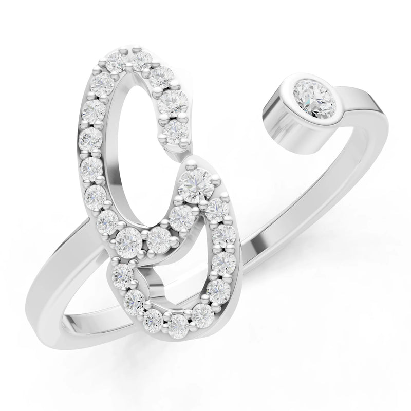 Dainty Initial Letter Birthstone Open Ring – G