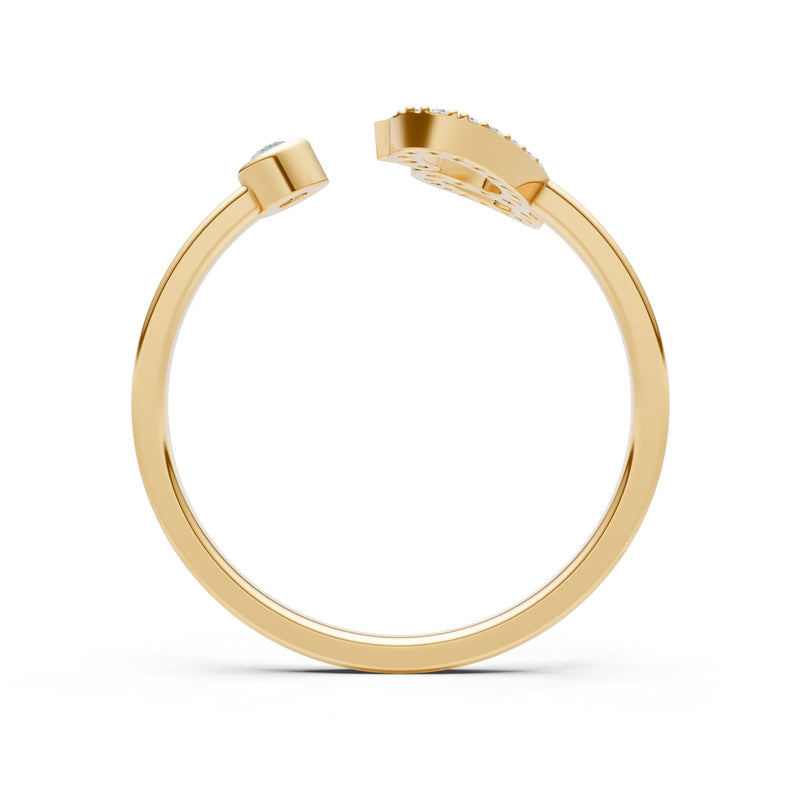 Dainty Initial Letter Birthstone Open Ring – G