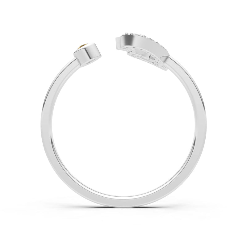 Dainty Initial Letter Birthstone Open Ring – G