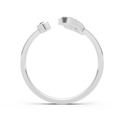 Dainty Initial Letter Birthstone Open Ring – G