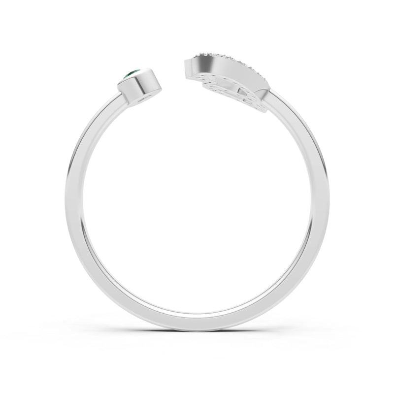 Dainty Initial Letter Birthstone Open Ring – G