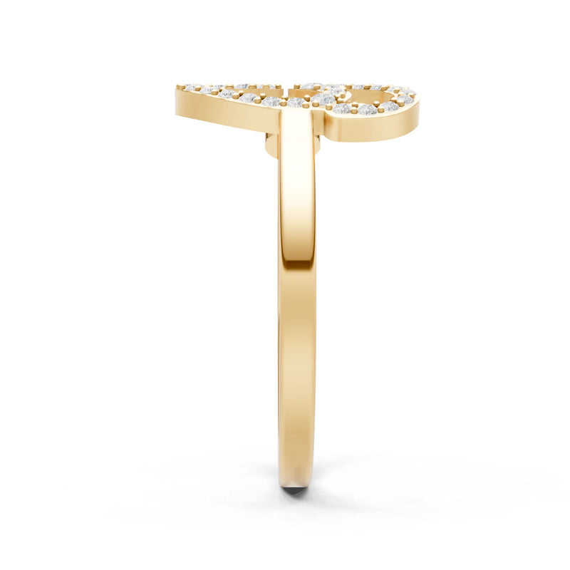 Dainty Initial Letter Birthstone Open Ring – G