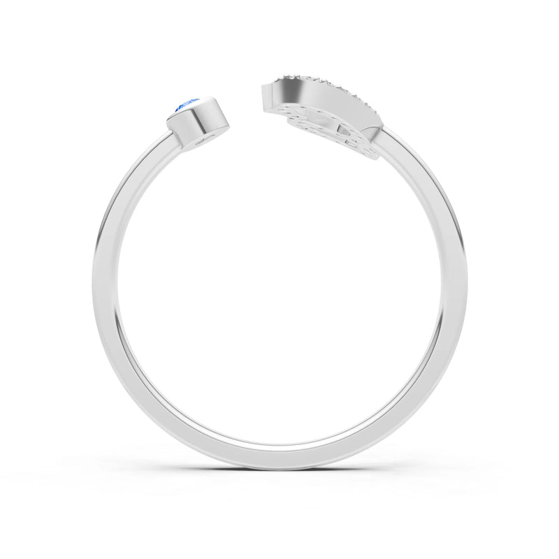 Dainty Initial Letter Birthstone Open Ring – G