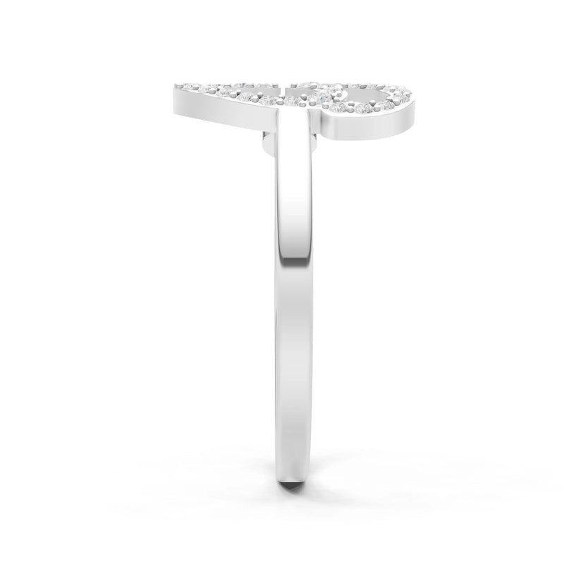 Dainty Initial Letter Birthstone Open Ring – G